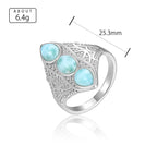 Larimar Three-Stone Statement Ring, Openwork Frame