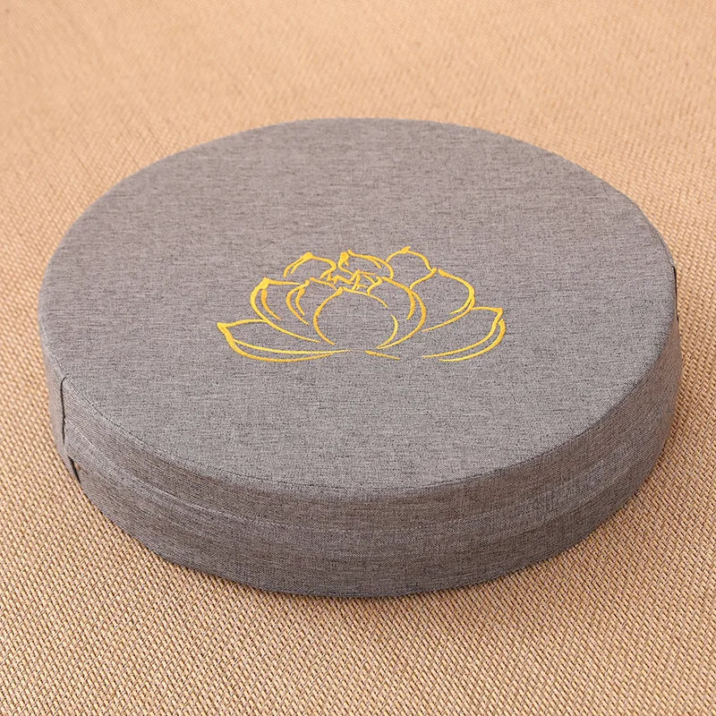 Round Lotus Meditation Zafu Cushion | Linen Floor Pillow for Yoga & Ritual