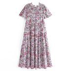 Ruffled Floral Boho Midi Dress