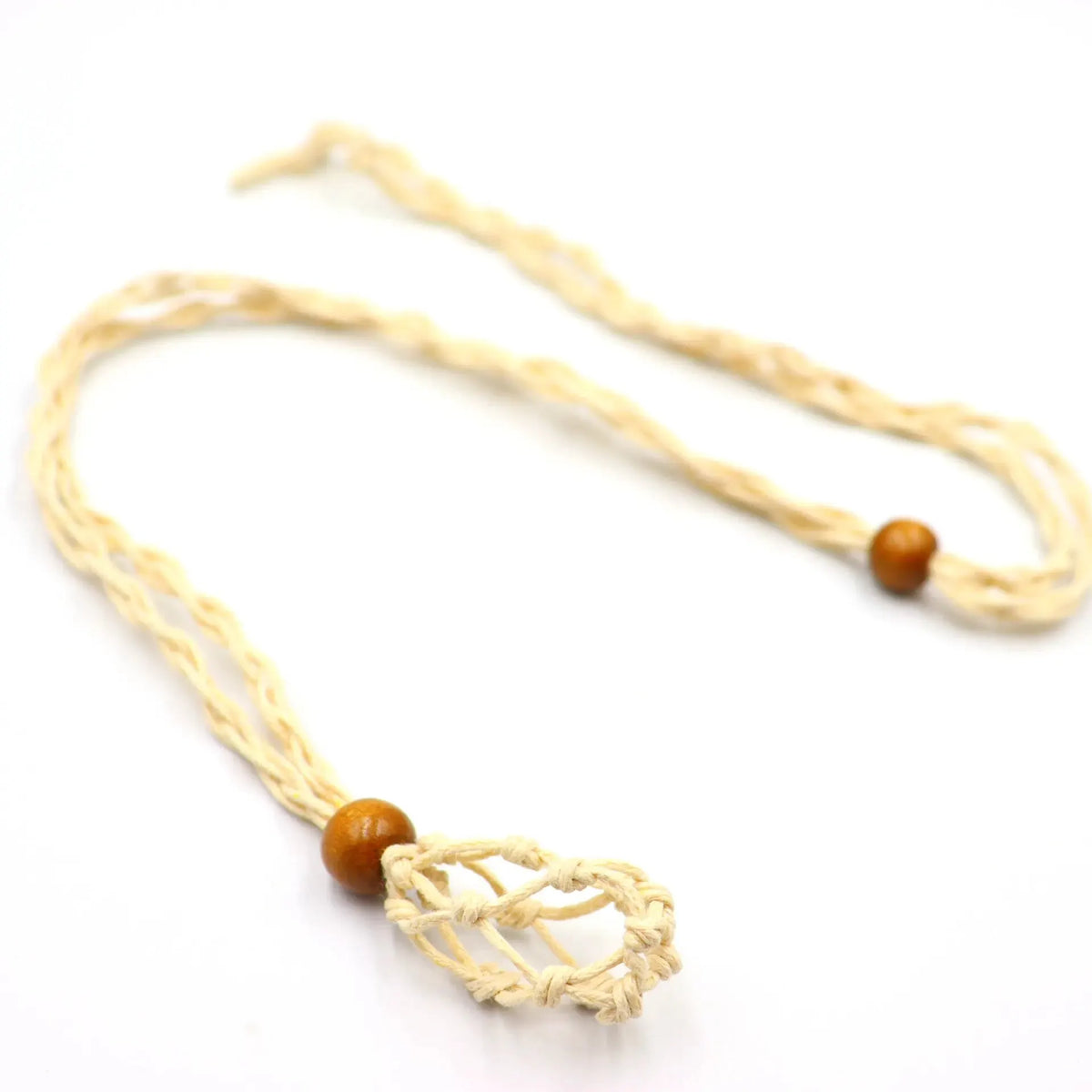 Macramé Mesh Pocket Crystal Necklace Cord | Adjustable Braided Pendant Holder