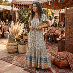 Boho Floral Tassel Maxi Dress
