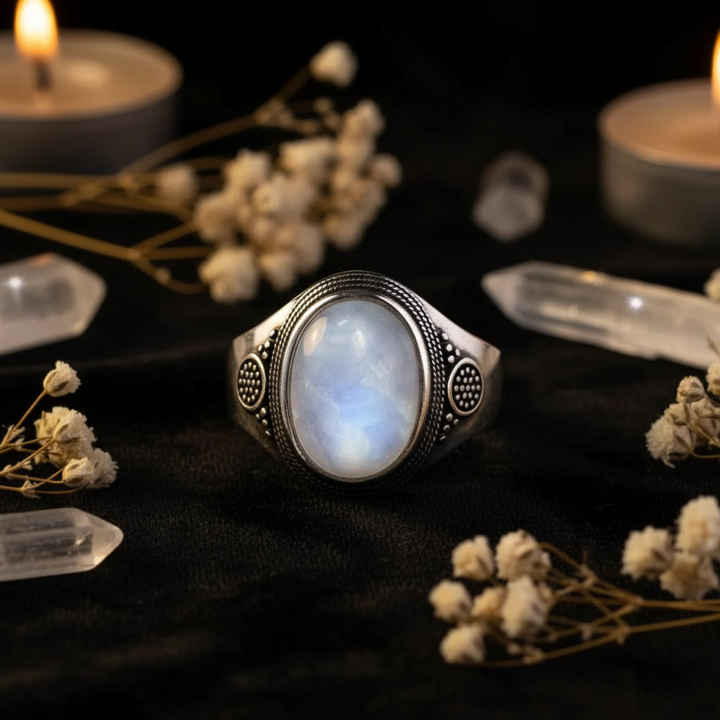 Moonstone 925 Silver Ring | Natural Gemstone Ring