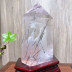 Rainbow Clear Quartz Tower with Black Tourmaline Rutile — 1.6kg Collector's Specimen