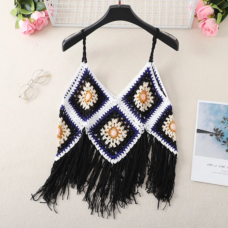 Boho Crochet Fringe Crop Top