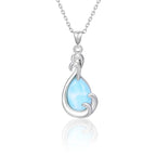 Larimar Teardrop Pendant Necklace, Dolphin Swirl