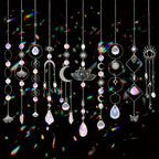 Crystal Lotus Suncatcher Set | 10 Hanging Rainbow Prism Pendants for Windows