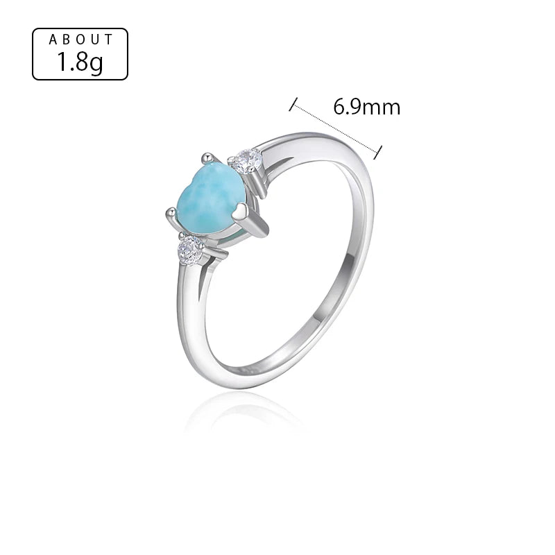 Larimar Heart Ring in 925 Sterling Silver