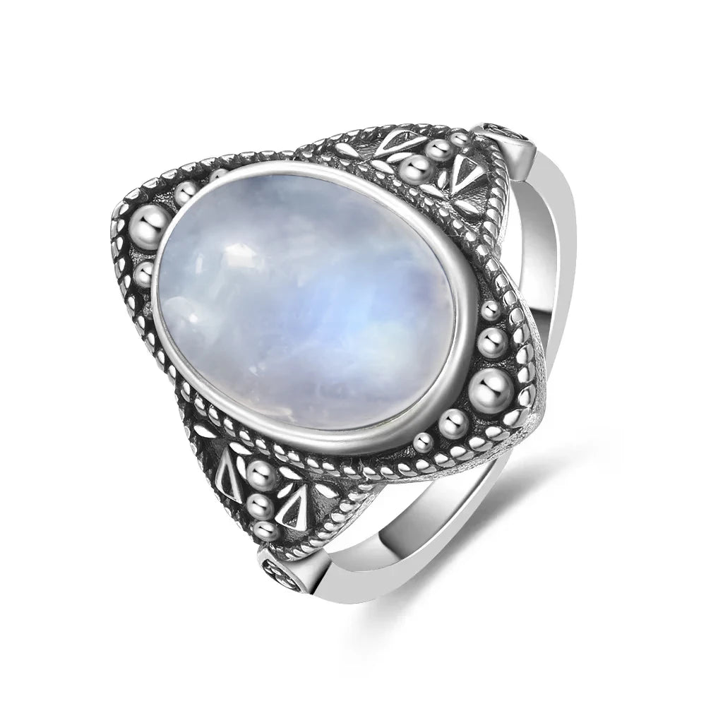 Moonstone 925 Silver Ring | Natural Gemstone Ring
