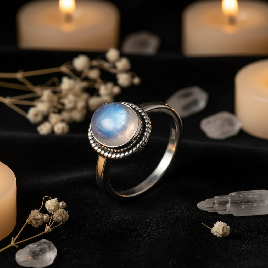 Moonstone 925 Silver Ring | Natural Gemstone Ring