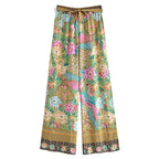 Peacock Floral Kimono & Wide-Leg Pants Set
