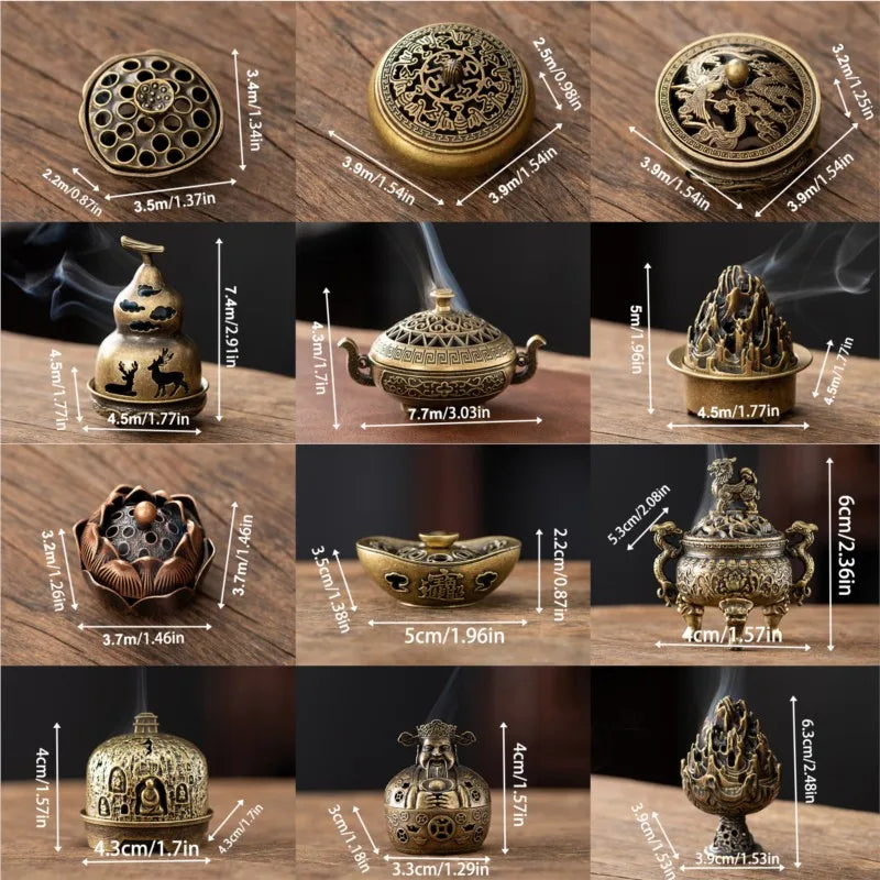 Vintage Alloy Incense Burner — Hollow Three-Legged Censer