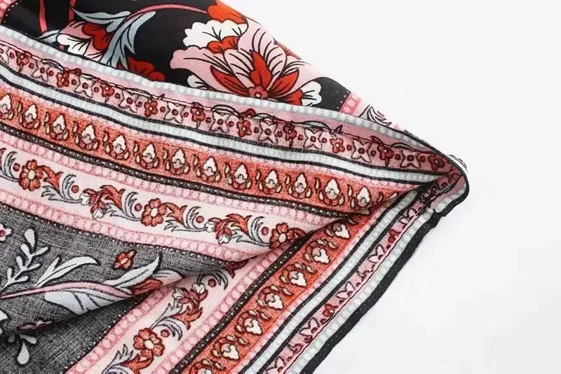 Dark Floral Tiered Boho Maxi Skirt
