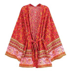 Boho Floral Batwing Short Kimono Robe