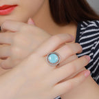 Larimar Oval Statement Ring in 925 Sterling Silver