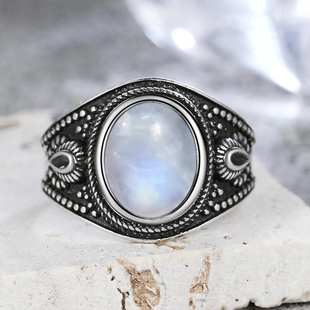 Moonstone 925 Silver Ring | Natural Gemstone Ring