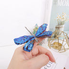 Blue Aura Crystal Dragonfly Figurine | Natural Crystal Decor