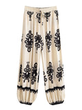 Boho Floral Print Wide-Leg Bloomer Pants