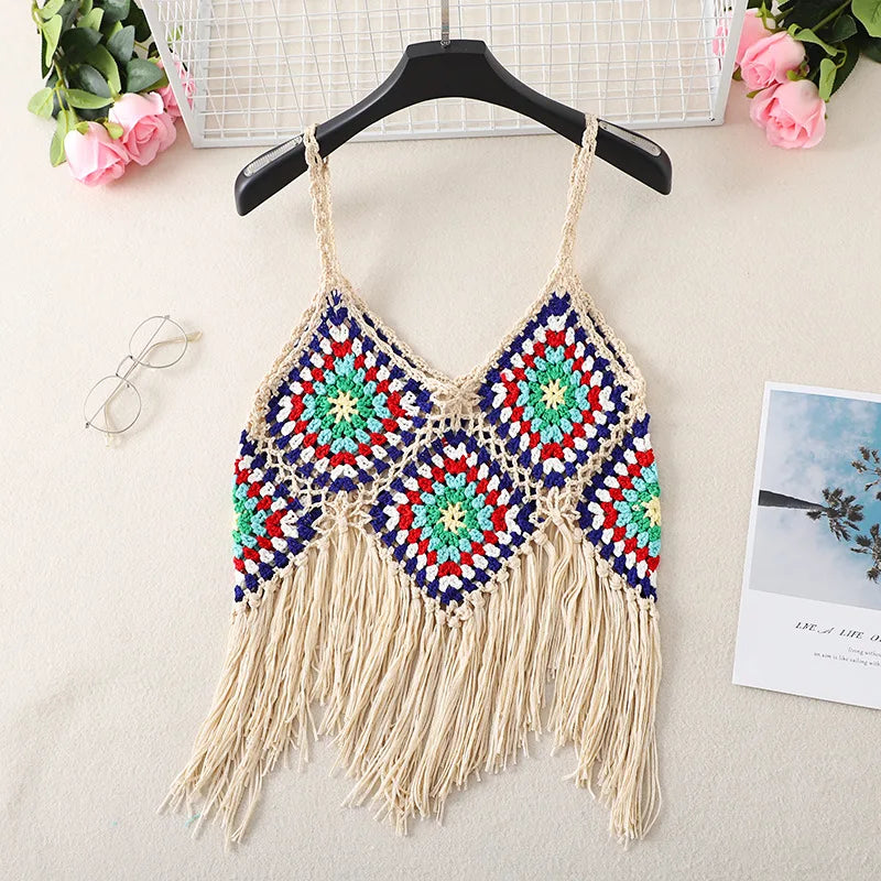 Boho Crochet Fringe Crop Top