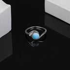 Larimar Wave Ring, Open Silver Band