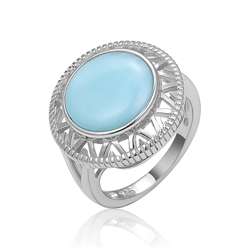 Larimar Oval Statement Ring in 925 Sterling Silver