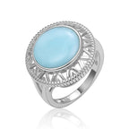 Larimar Oval Statement Ring in 925 Sterling Silver