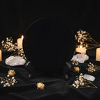 Black Obsidian Divination Mirror — 15cm Round Scrying Mirror with Stand