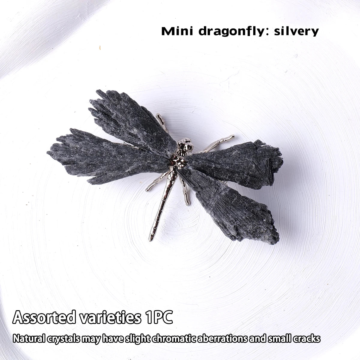 Black Tourmaline Feathered Dragonfly Charm