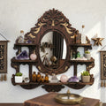 Baroque Mirror Wall Shelf – Ornate Wooden Crystal Display