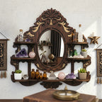 Baroque Mirror Wall Shelf – Ornate Wooden Crystal Display