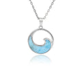 Larimar Ocean Wave Pendant Necklace in 925 Sterling Silver