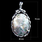 Mother of Pearl Hand-Carved Cameo Pendant Necklace