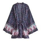 Floral Boho Kimono Robe with Batwing Sleeves