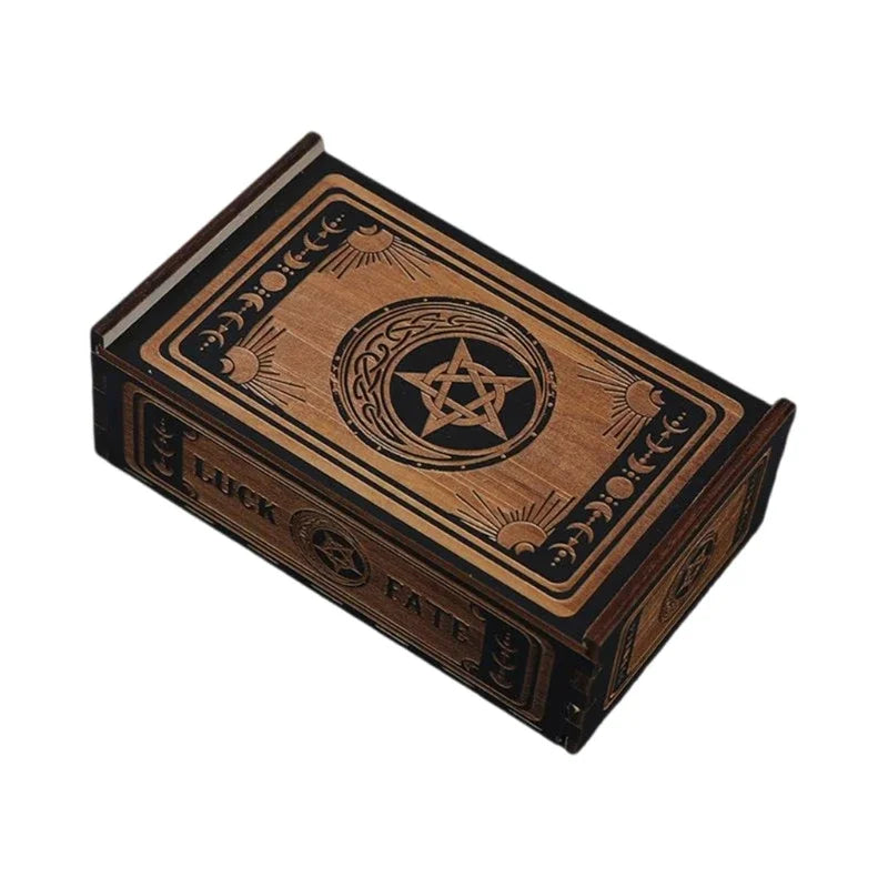 Wooden Tarot Card Storage Box | Engraved Sliding Lid | Choose Your Design