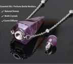 Crystal Essential Oil Diffuser Necklace — Natural Gemstone Healing Pendant