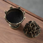 Lotus Bud Incense Burner — Hollow Alloy Cone & Stick Holder