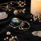 Labradorite Spider Crystal Figurine – Natural Stone Collectible