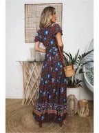 Floral Batwing Sleeve Boho Maxi Dress