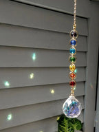 Chakra Crystal Suncatcher | Rainbow Prism Hanging Ornament for Windows & Altars