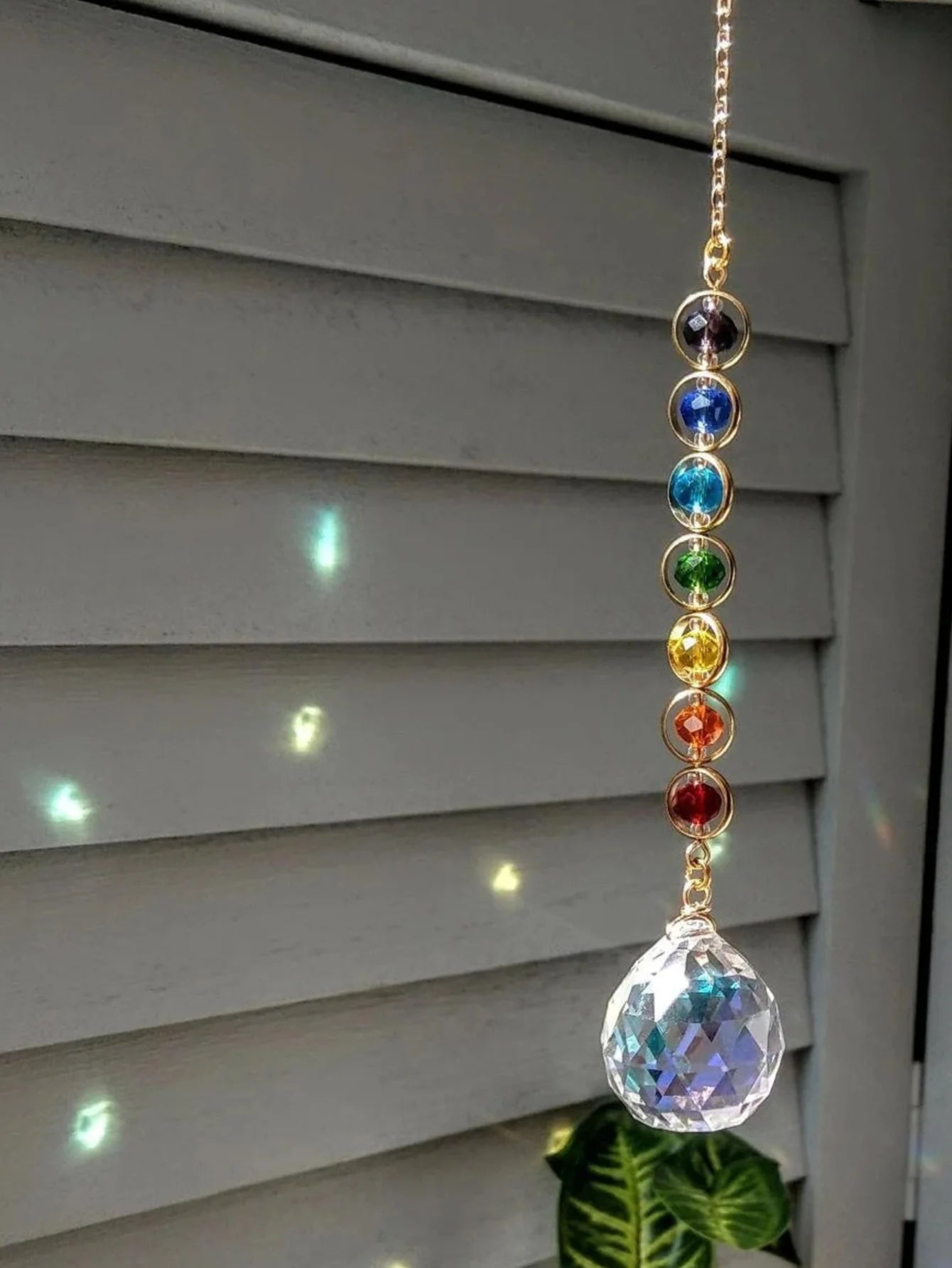 Chakra Crystal Suncatcher | Rainbow Prism Hanging Ornament for Windows & Altars