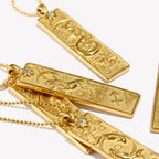 Zodiac Bar Pendant Necklace — 18K Gold & Silver Rectangle Star Sign