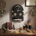 Moon Phase & Tree of Life Crystal Display Cabinet – Large Wooden Arch Wall Shelf