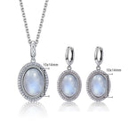 Moonstone Earrings & Necklace Set – 925 Sterling Silver with Crystal Halo