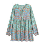 Floral Lantern Sleeve Boho Mini Dress