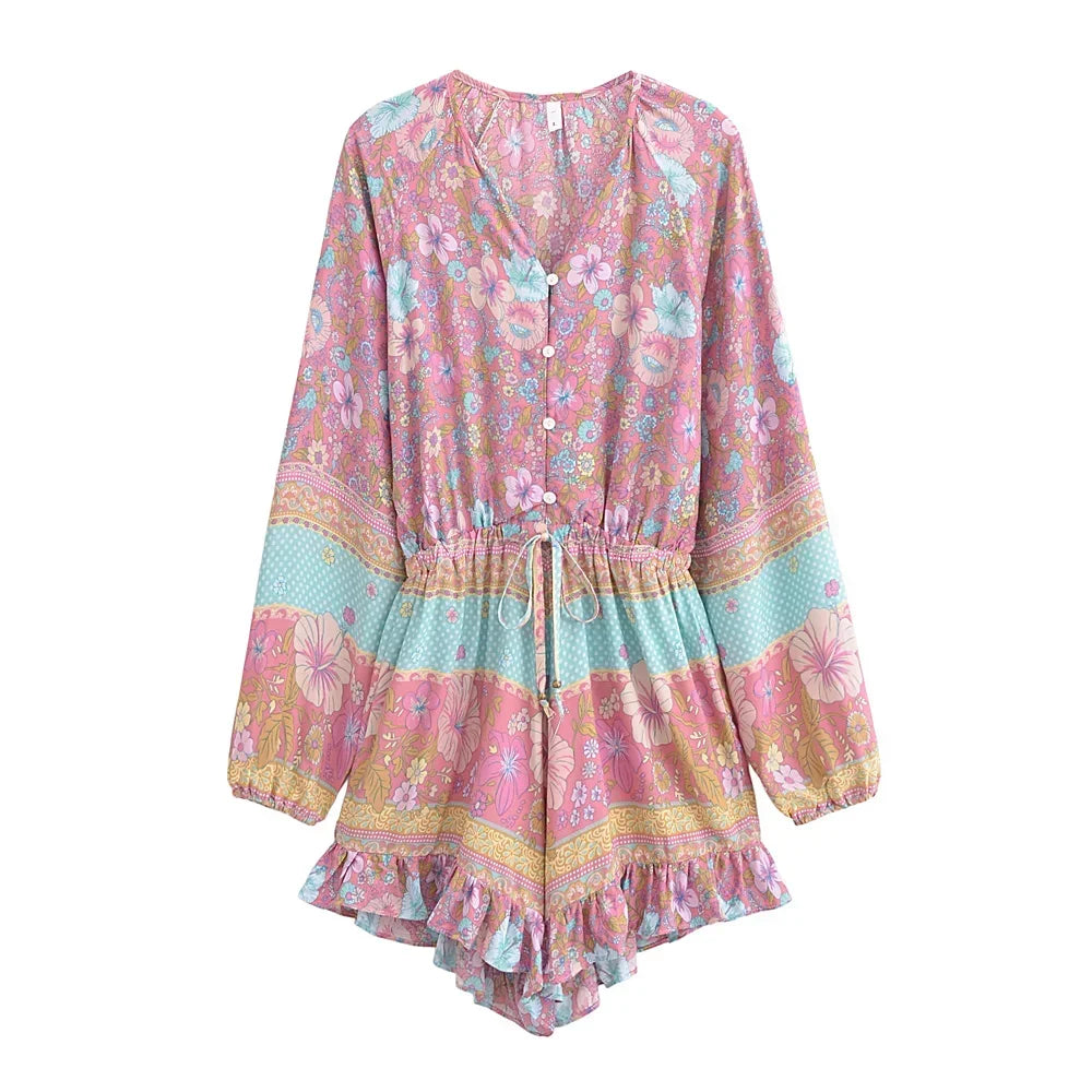 Floral Tassel Tie Boho Playsuit