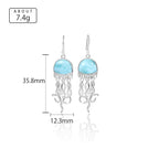 Larimar Jellyfish Drop Earrings, 925 Sterling Silver
