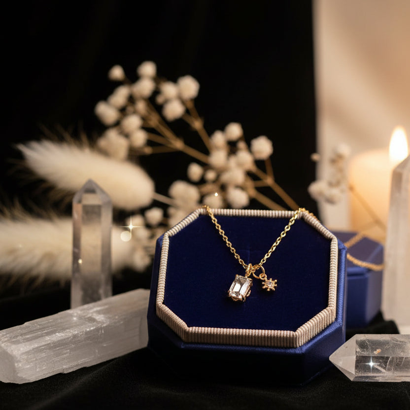 Starry Labradorite & Clear Crystal Pendant Necklace – Intuition, Clarity & Gentle Light