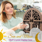 Sun & Moon Crystal Display Shelf – Wooden Wall Hanging Organizer