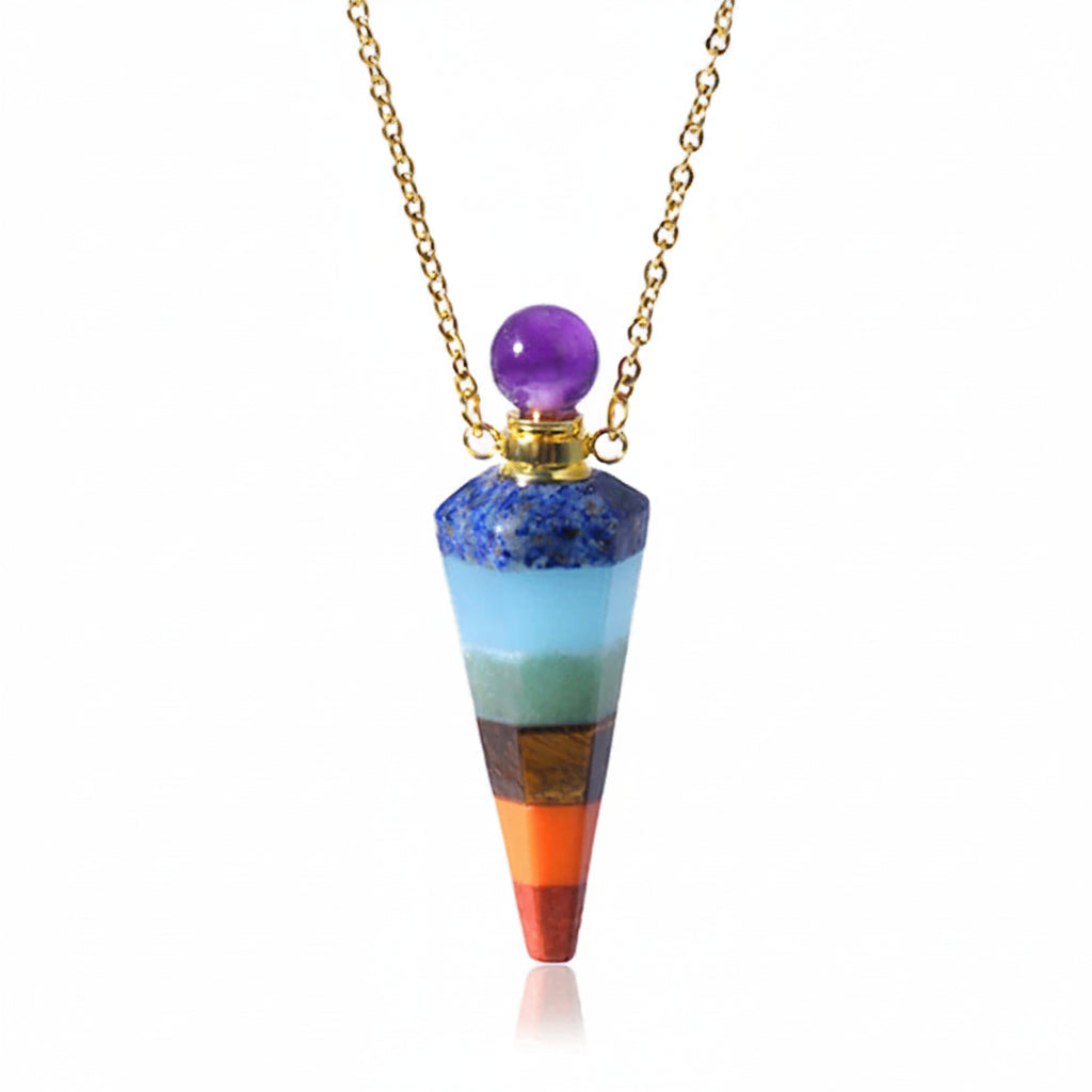 Crystal Essential Oil Diffuser Necklace — Natural Gemstone Healing Pendant