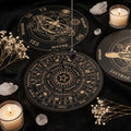 Wooden Pendulum Board — Celestial Moon & Star Divination Plate