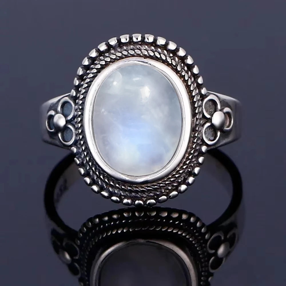 Moonstone 925 Silver Ring | Natural Gemstone Ring